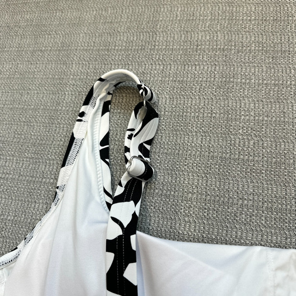 Lands End Tankini Top Womens 18D Black White Floral Square Neck Swimsuit New - Picture 5 of 10